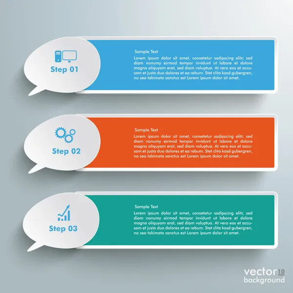 Banners de burbuja de discurso de tres colores — Vector de stock