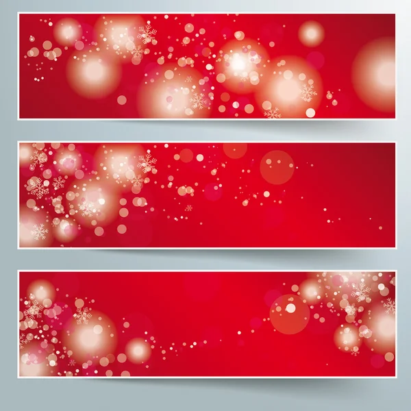 Três banner de Natal fundo vermelho — Vetor de Stock