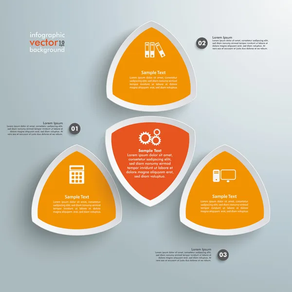 4 Triangoli rotondi Infografica arancione — Vettoriale Stock