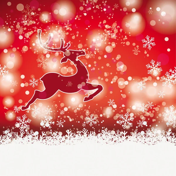 Hiver Noël Rentier fond rouge — Image vectorielle