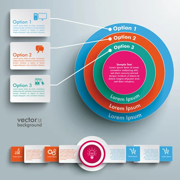 Farbiger Ring in Ringen infografische Rechtecke — Stockvektor