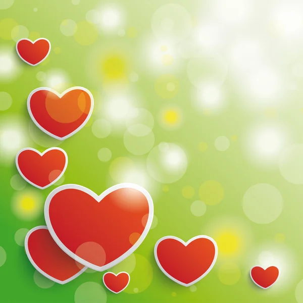 Valentines kaart achtergrond rode harten — Stockvector