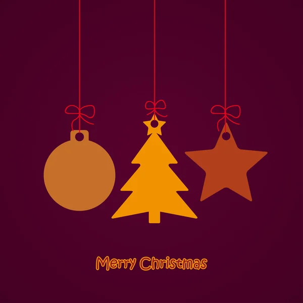 Μόλις μπιχλιμπίδι δέντρο Χριστουγεννιάτικη κάρτα — Διανυσματικό Αρχείο
