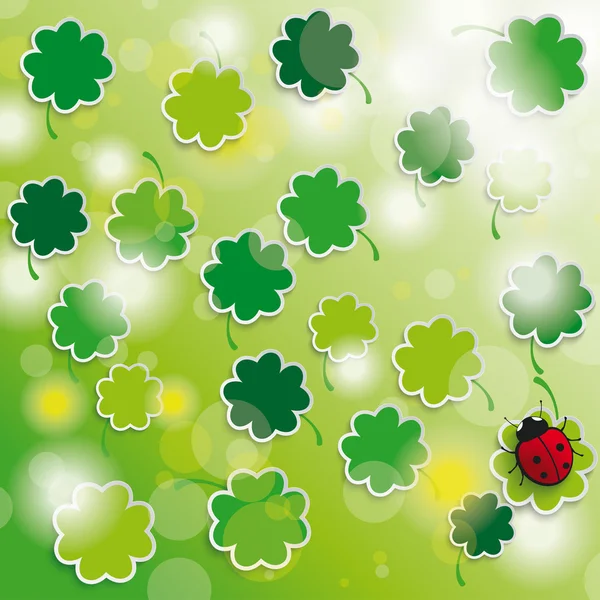 Frühling Karte Shamrock Sonnenlichter — Stockvektor