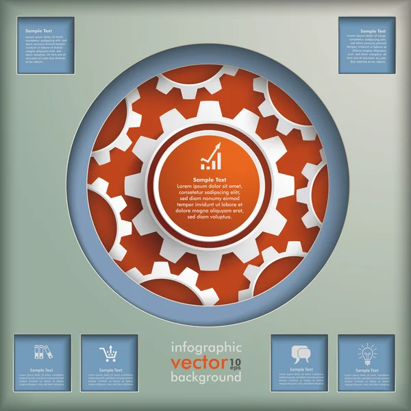 Círculo en los agujeros de los círculos Infografía de fondo retro — Vector de stock