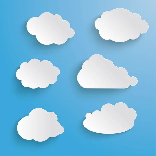 Nuvole Set sfondo blu — Vettoriale Stock