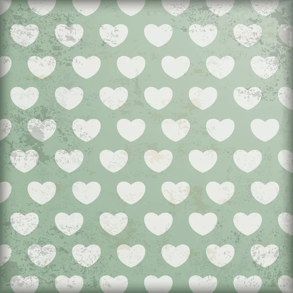 Vintage Verde Fondo Corazones blancos — Archivo Imágenes Vectoriales