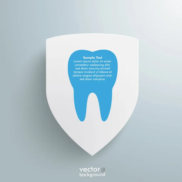 Dente blu scudo di protezione bianco — Vettoriale Stock