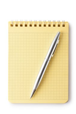 defter ve kalem. Üstten Görünüm.