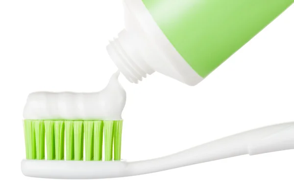 Tube of toothpaste and toothbrush — Stock Photo, Image