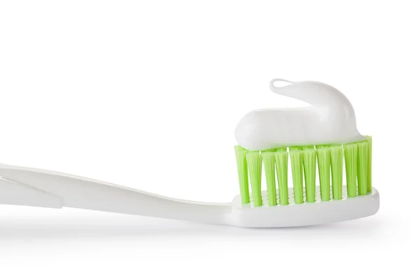 Pasta de dentes na escova de dentes. Fechar. . Fotos De Bancos De Imagens