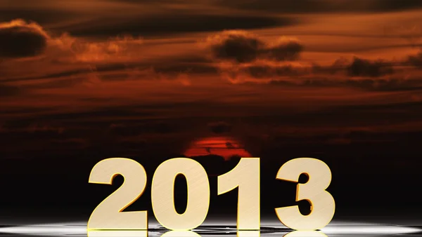 2013 and sunset — Stock Photo, Image