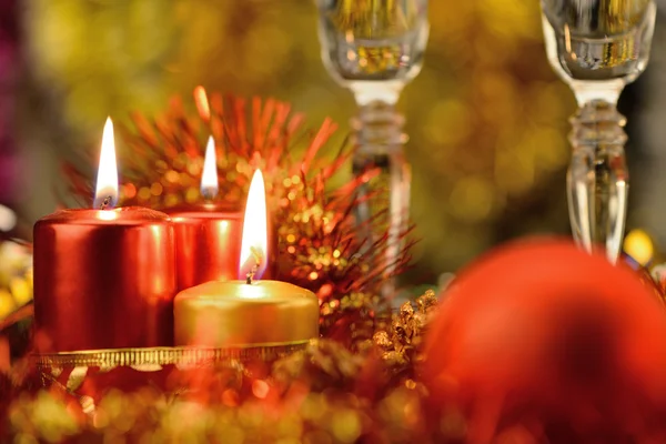 Festive decorations with candles — Stock Photo, Image