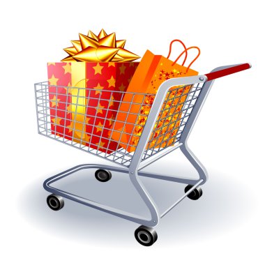 süpermarket alışveriş sepeti dolu bayram hediyesi.