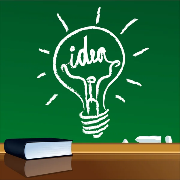 Idea Bombilla en pizarra . — Vector de stock