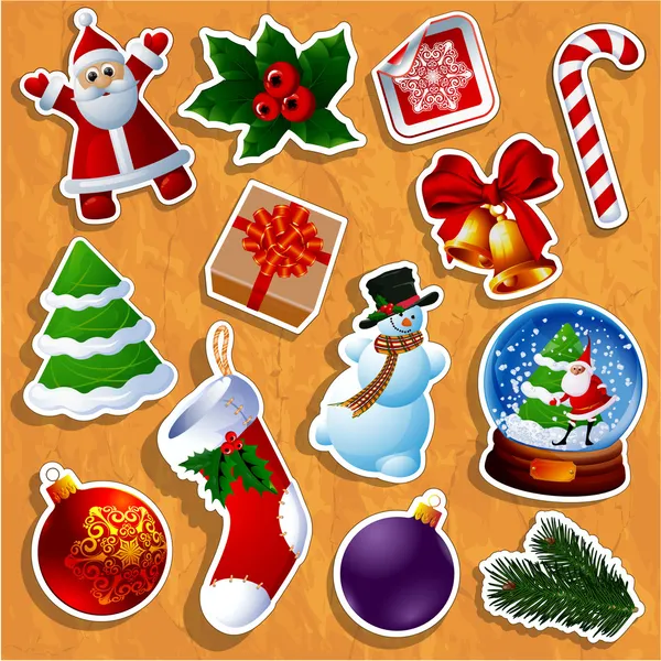 Weihnachtssticker-Symbole. — Stockvektor