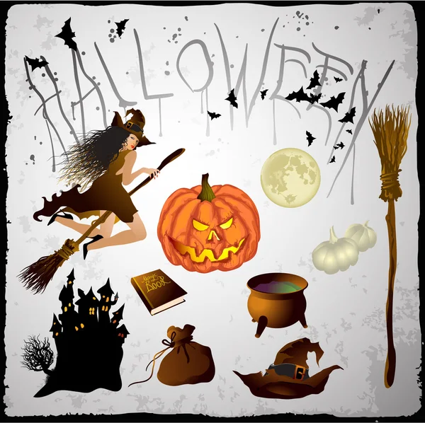 Halloween elementos de design e decorações — Vetor de Stock