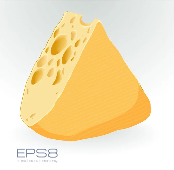 Morceau de fromage sur blanc . — Image vectorielle