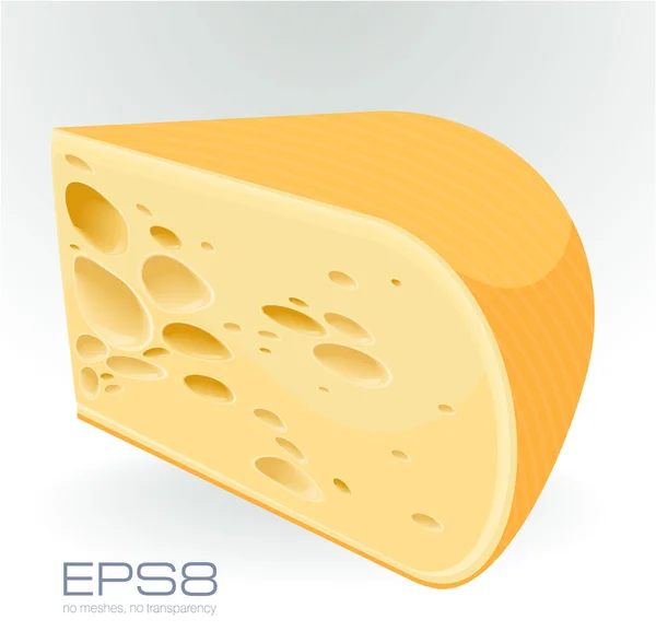 Morceau de fromage sur blanc . — Image vectorielle