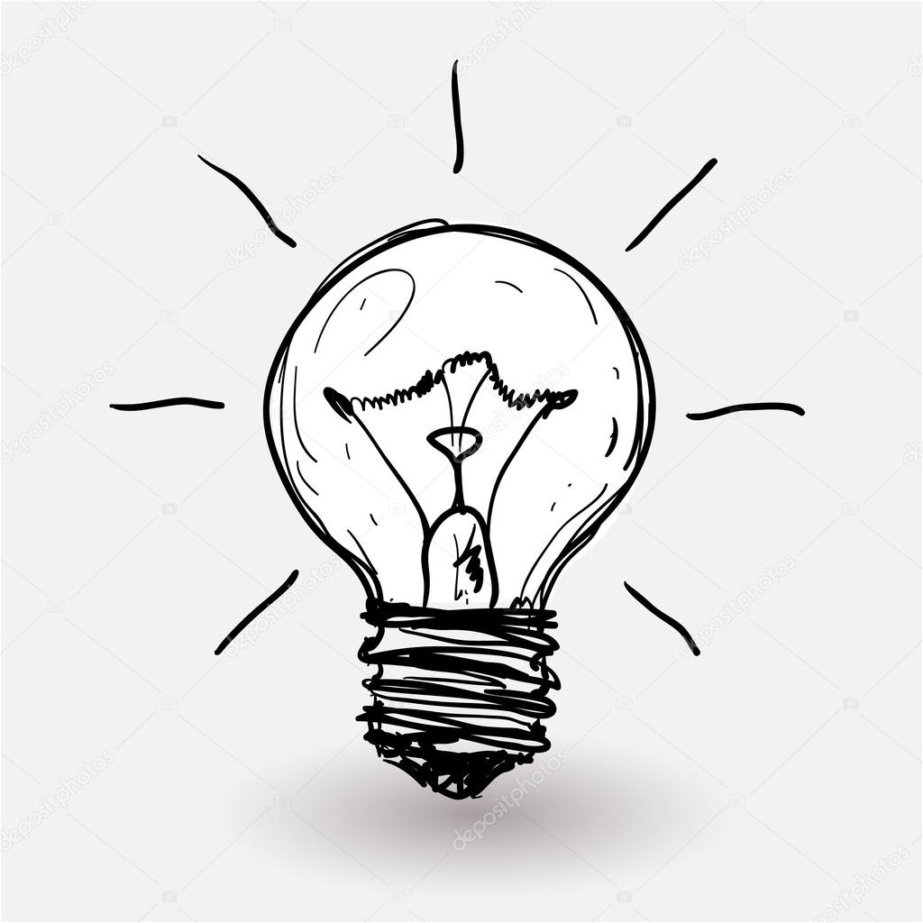 Electric bulb stylized vector draft.