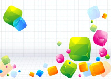 renk şeffaf küp soyut.