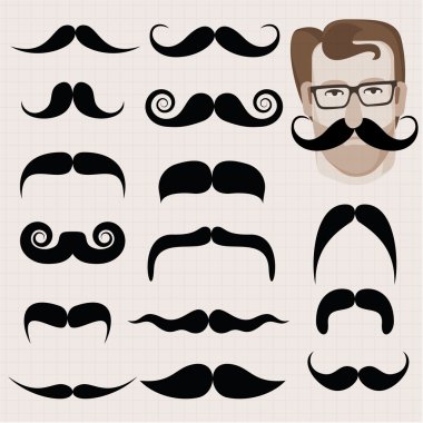 set of hipster and retro mustaches clipart