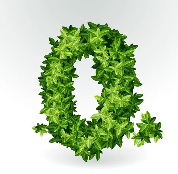 Green leaves summer vector alphabet. — Stock Vector