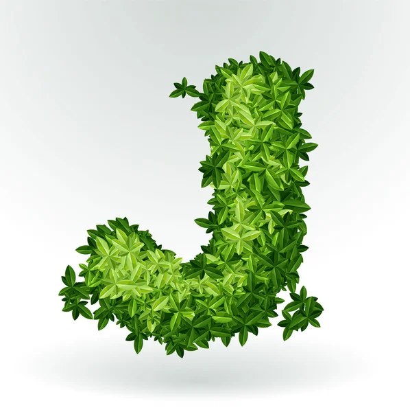 Lettre J, feuilles vertes alphabet vectoriel d'été . — Image vectorielle