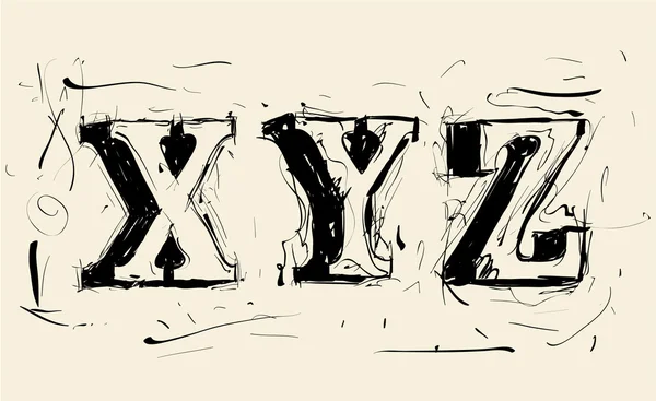 Hand getekend grunge Krabbel vector lettertype — Stockvector