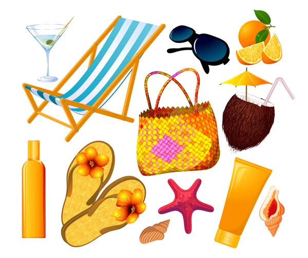 Summer beach vector design elements set. — Stock Vector