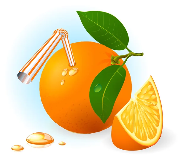新鲜成熟的橙汁饮料. — 图库矢量图片