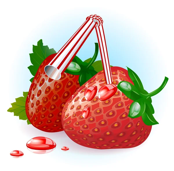 Fresh ripe strawberry juice. — Stock Vector