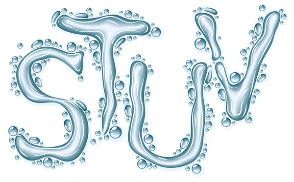 Alphabet vectoriel liquide eau . — Image vectorielle