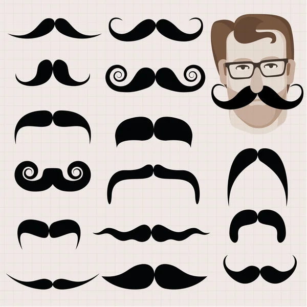 Set of hipster and retro mustaches — Stock Vector