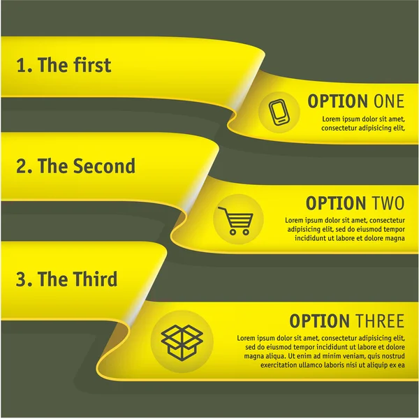 Infografica banner a nastro di carta gialla . — Vettoriale Stock