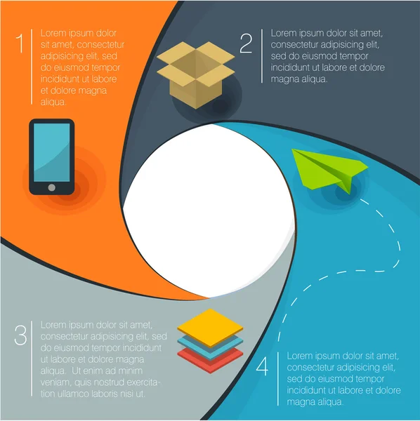 Infographic kruh tvar vektorové plochý design šablona. — Stockový vektor