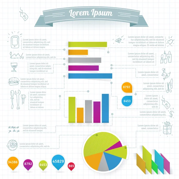 Elementos de design de infográficos de papel . — Vetor de Stock