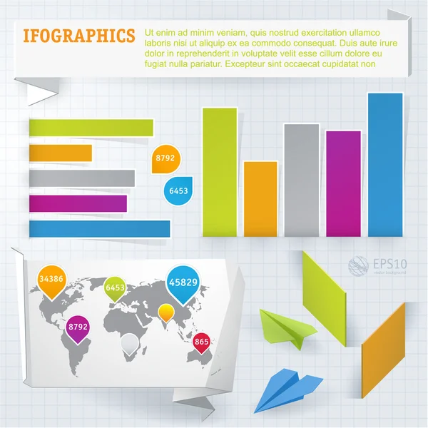 Elementi di progettazione di infografiche di carta . — Vettoriale Stock