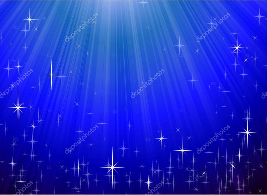 Sparkling stars on blue night background. Stock Vector Image by