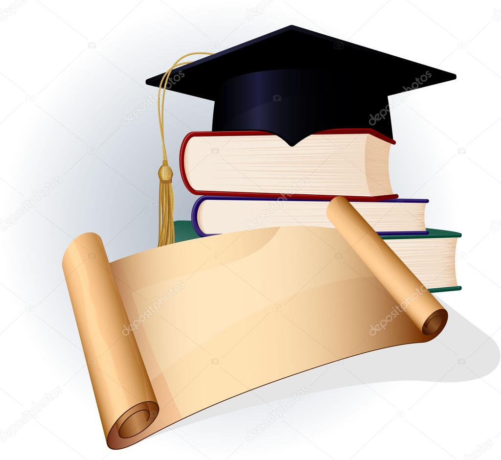 Graduation cap and diploma.