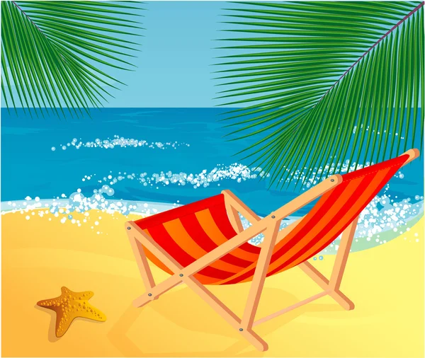 Chaise lounge on a beach. — Stock Vector