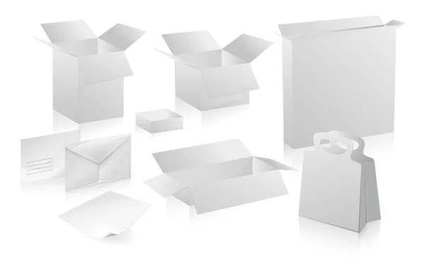 Boîtes d'emballage blanches . — Image vectorielle