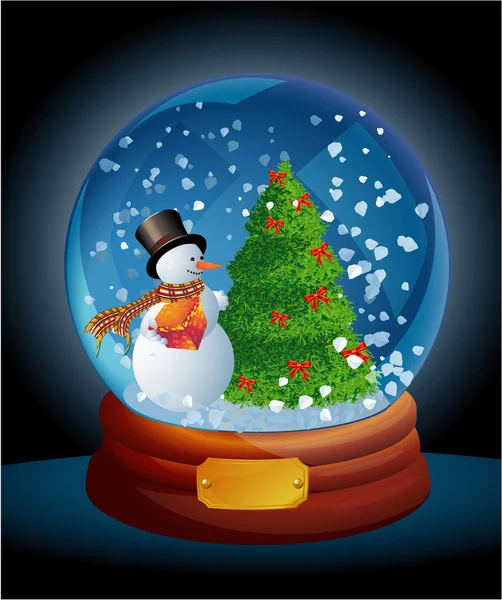 圣诞节雪景球偽物のクリスマス雪ドーム. — 图库矢量图片