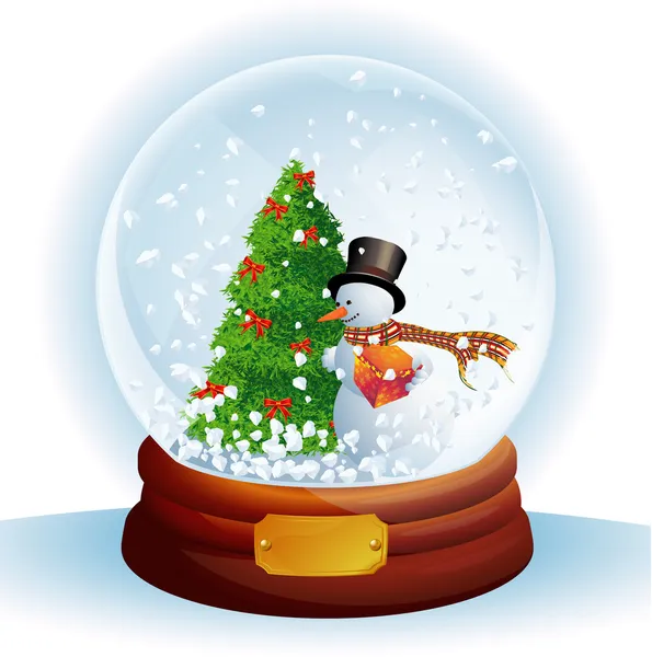 圣诞节雪景球偽物のクリスマス雪ドーム. — ストックベクタ