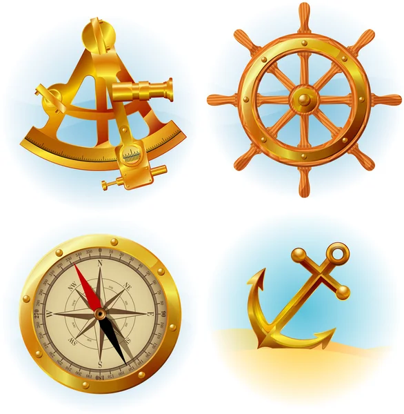 Iconos de viaje por mar . — Vector de stock