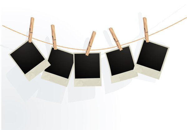 Five film blanks on a rope.