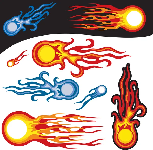 Bolas de fuego, símbolos vectoriales — Vector de stock