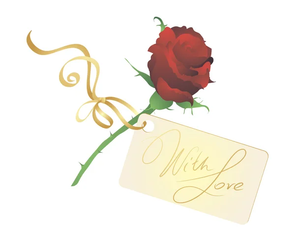 Rose and Valentine's tag. — Stock Vector