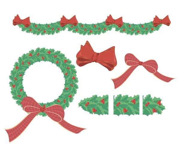 ユニークなクリスマスのヒイラギの装飾 — ストックベクタ
