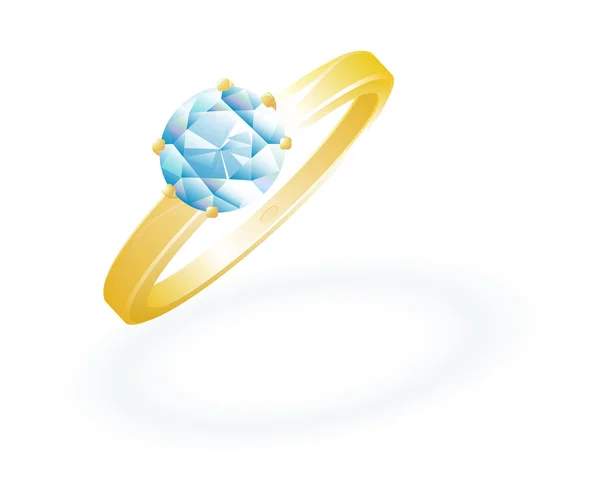 Anillo Brillante Oro . — Vector de stock